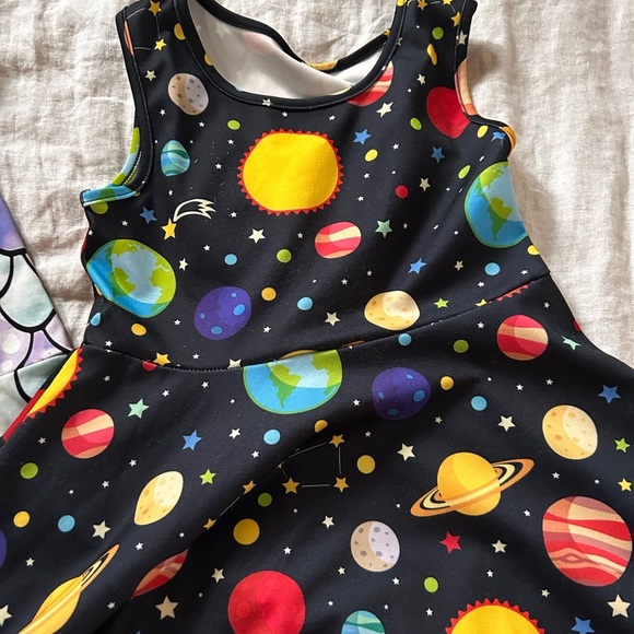 Vibrant Space and Mermaid Kids Dress Set - Picture 4 of 15